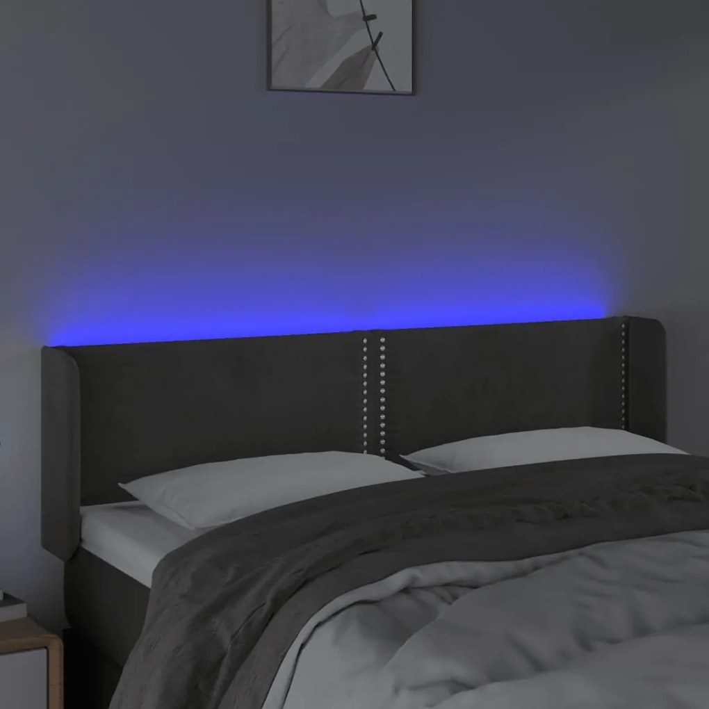Κεφαλάρι Κρεβατιού LED Σκούρο Γκρι 147x16x78/88 εκ. Βελούδινο 3123145