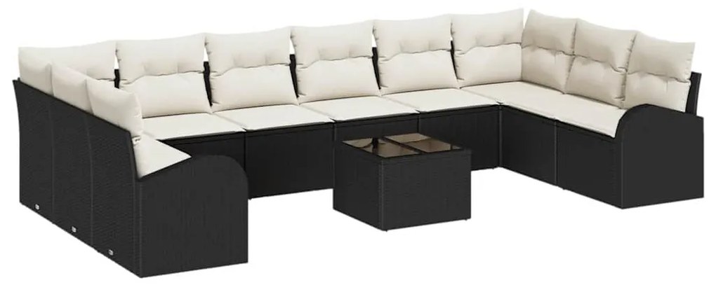 vidaXL Σετ Καναπέ Κήπου 11 pcs Μαύρο Πολυ ράταν