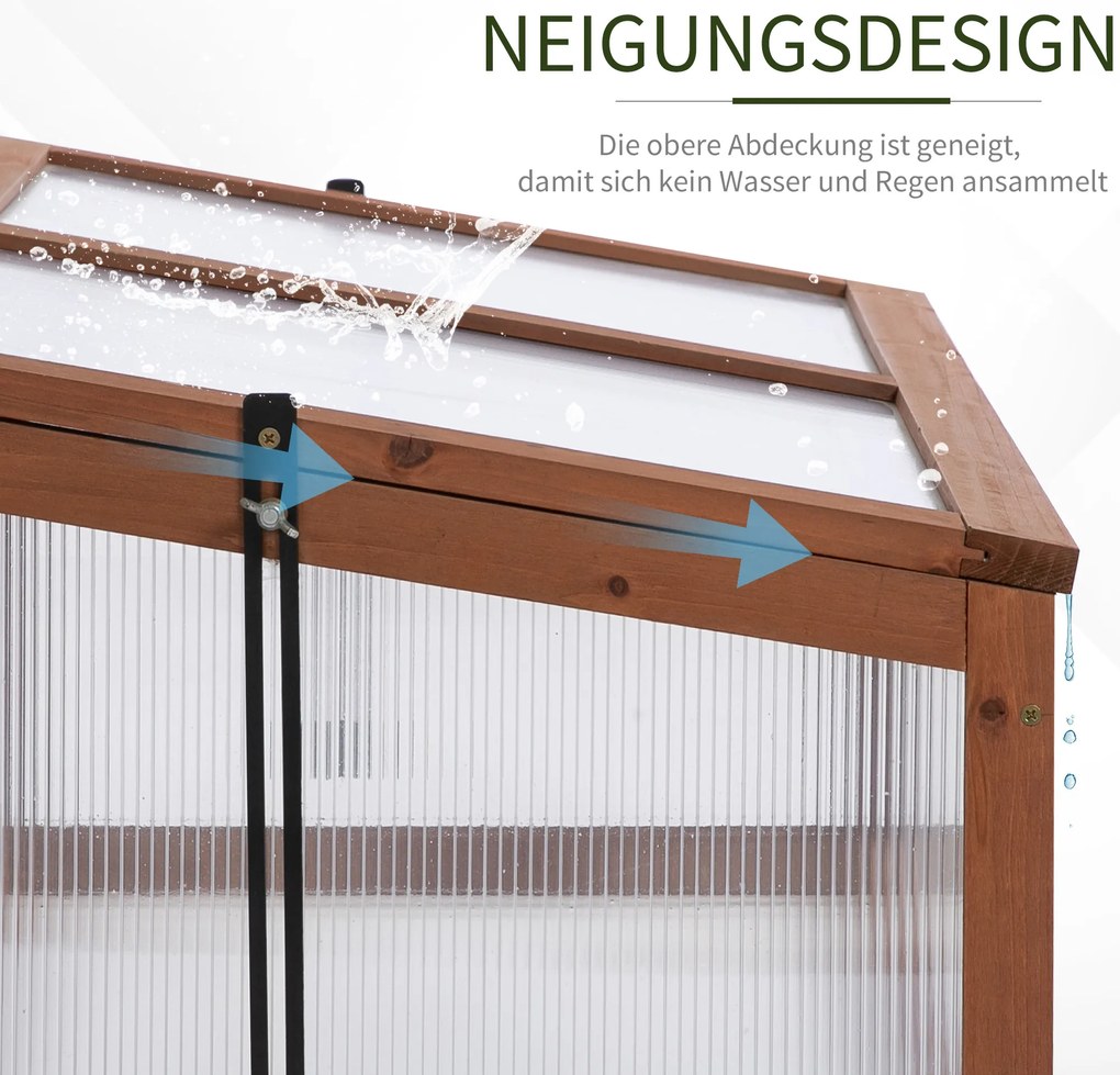 Outsunny Μίνι Θερμοκήπιο, Μικρό Θερμοκήπιο για τον Κήπο, με Πάνελ PC, Καλή Διαπερατότητα Φωτός, 100L x 65W x 40H cm