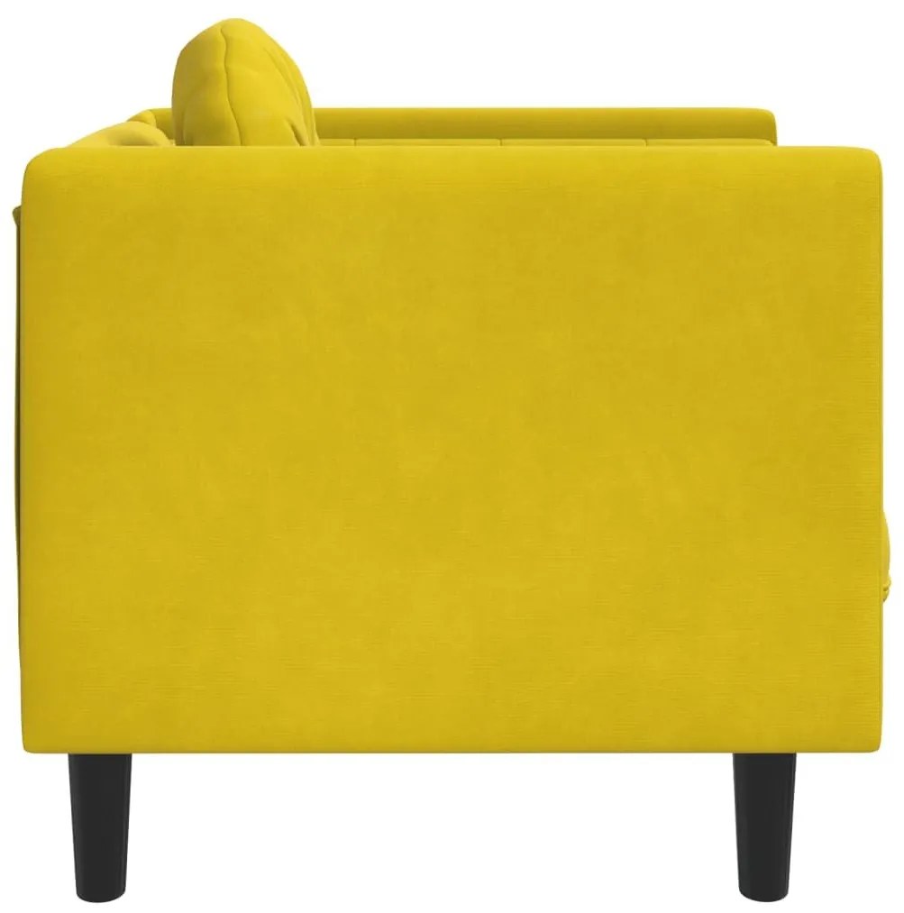 Πολυθρόνα Κίτρινη Βελούδινη με Μαξιλάρι - Κίτρινο