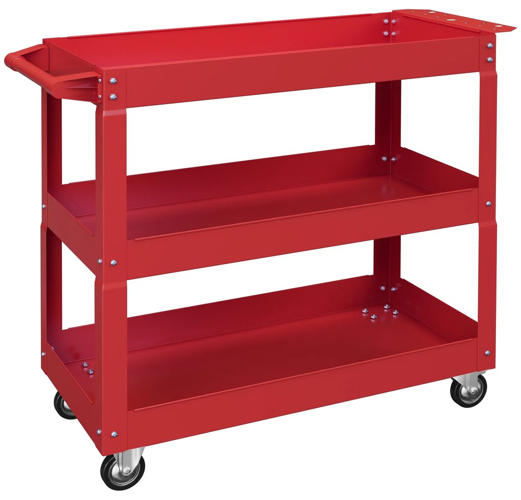 DURHAND Τρόλεϊ Εργαλείων 3 Επιπέδων, 4 Ρόδες, Ατσάλι, 83Π x 35,3Β x 76Υ cm, Κόκκινο