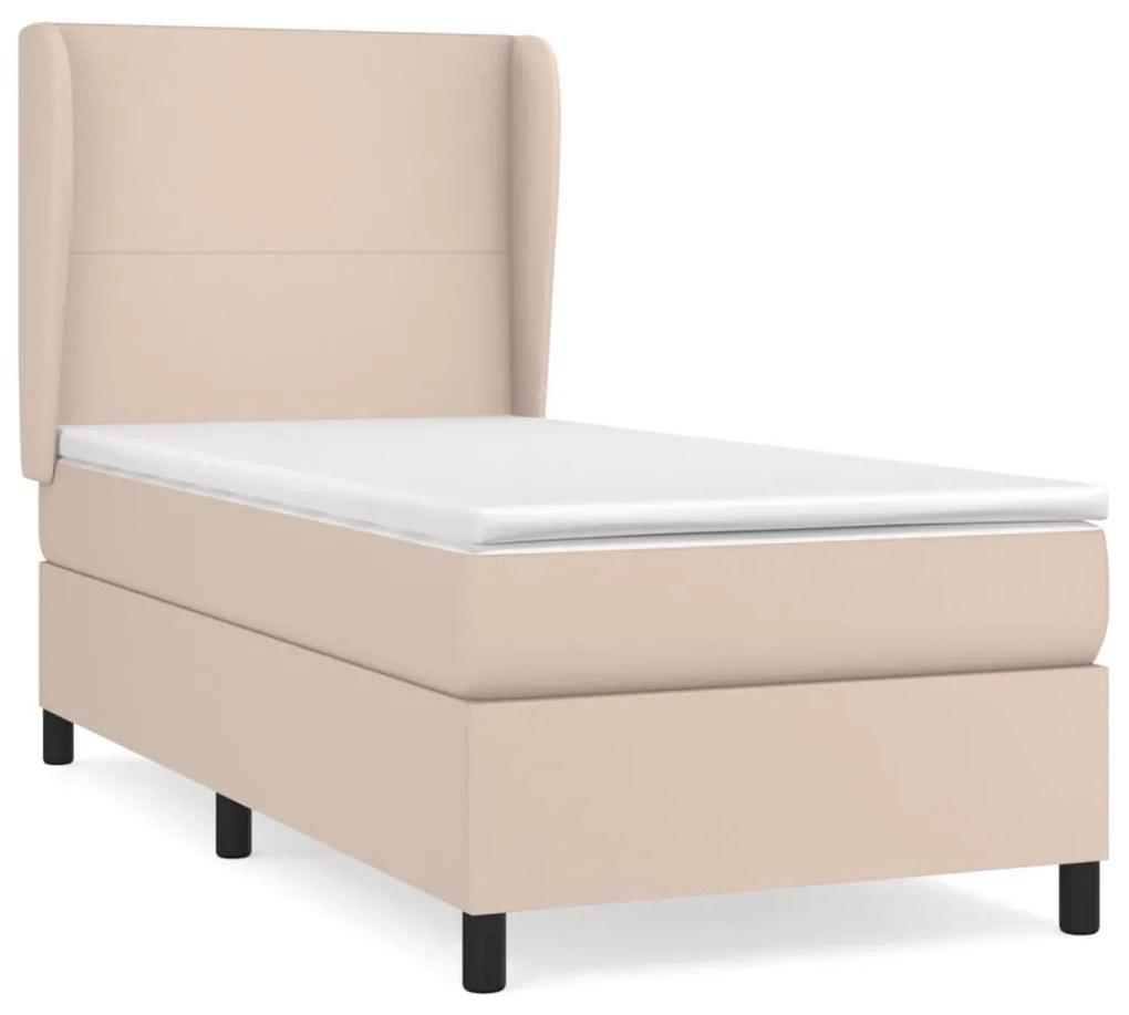 vidaXL Κρεβάτι Boxspring με Στρώμα Καπουτσίνο 100x200εκ.από Συνθ.Δέρμα