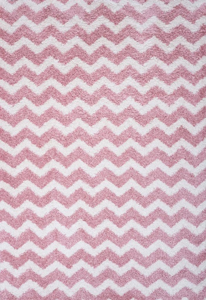 Shaggy παιδικό χαλί Cocoon 8396/55 ροζ με ζικ ζακ ρίγες &#8211; 130×190 cm Colore Colori 130X190 Ροζ