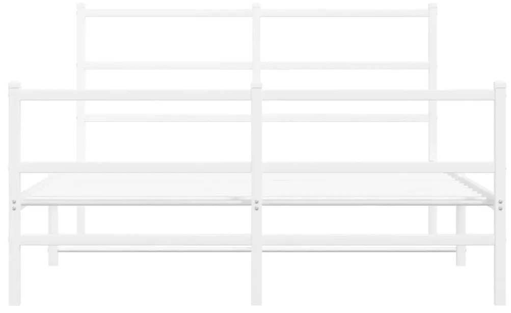 vidaXL Πλαίσιο Κρεβατιού με Κεφαλάρι/Ποδαρικό Λευκό 140x200εκ. Μέταλλο