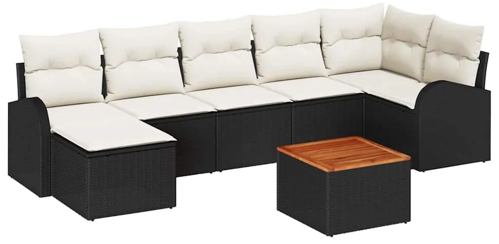 vidaXL Σετ Καναπέ Κήπου 8 pcs Μαύρος, λευκός
