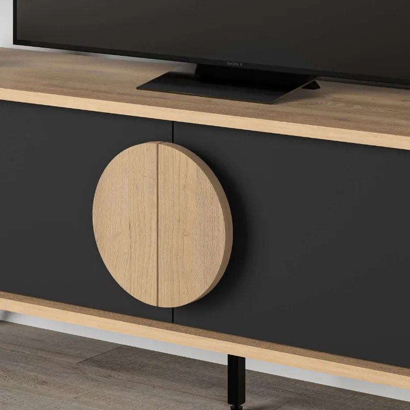 Έπιπλο τηλεόρασης Gora Megapap χρώμα sapphire oak - silky black 140x35,6x51εκ. - GP037-0249,1