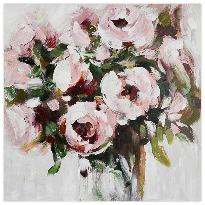 Πίνακας σε Καμβά Flower FL35296 Fylliana Καφέ -Μπέζ -Ρόζ και Λευκό 100x3x100εκ.