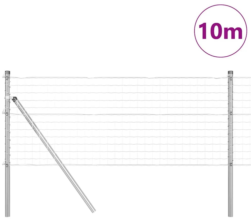 vidaXL Τεντώτο με στήριγμα Ασημί 0,8 x 10 m Χάλυβας και PVC