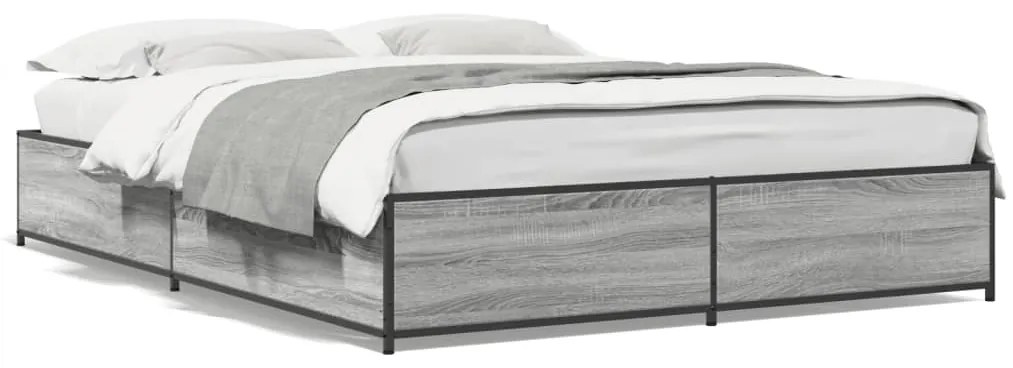 vidaXL Πλαίσιο Κρεβατιού Γκρι Sonoma 140x200 εκ. Επεξ. Ξύλο &amp; Μέταλλο