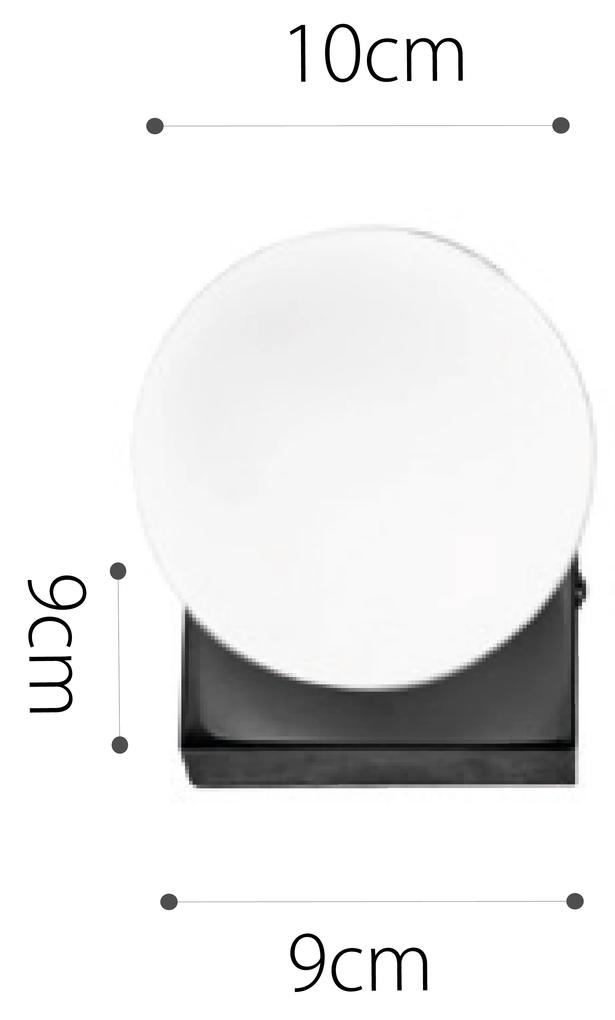 Επιτοίχιο φωτιστικό από μαύρο μέταλλο και λευκή οπαλίνα 1XG9 D:9cm (43422-1) - Μέταλλο - 43422-1