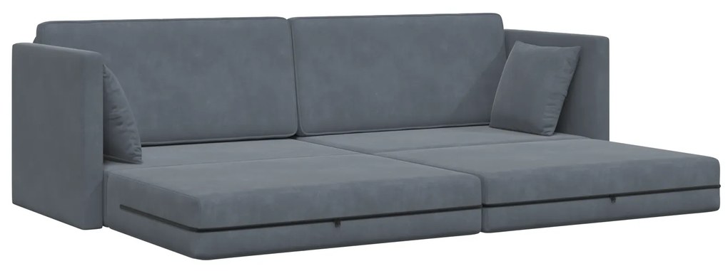 vidaXL Καναπές-κλίνες 2 σε 1 Σκούρος Γκρι 213x144x60 cm Βελούδο