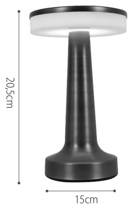 Επιτραπέζιο επαναφορτιζόμενο φωτιστικό 3CCT σε μαύρη απόχρωση (3038-Black)