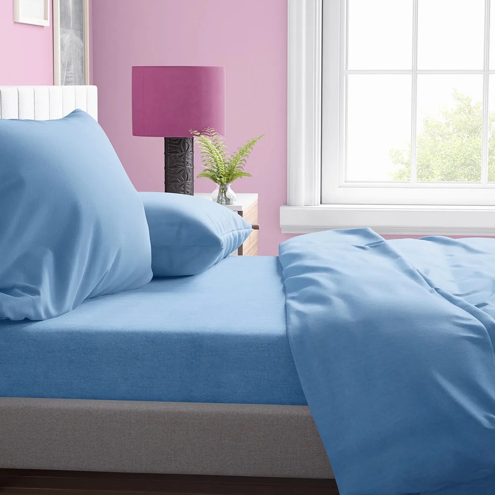 Σεντόνια Μονά (Σετ 3τμχ) Dimcol Solid Sky Blue 498