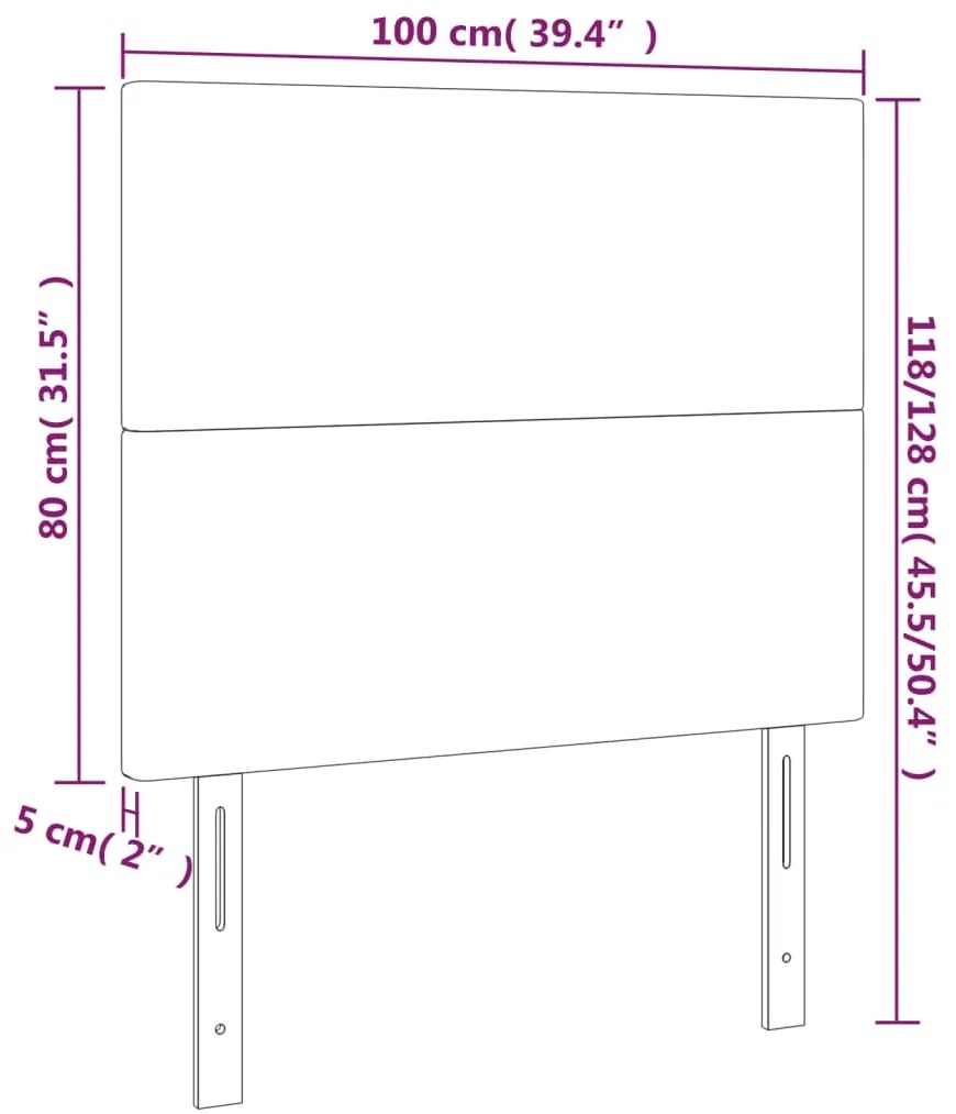 vidaXL Κεφαλάρι Κρεβατιού LED Μαύρο 100x5x118/128 εκ. Βελούδινο
