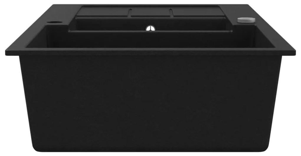 vidaXL Νεροχύτης με Διπλή Γούρνα Μαύρος Γρανιτένιος