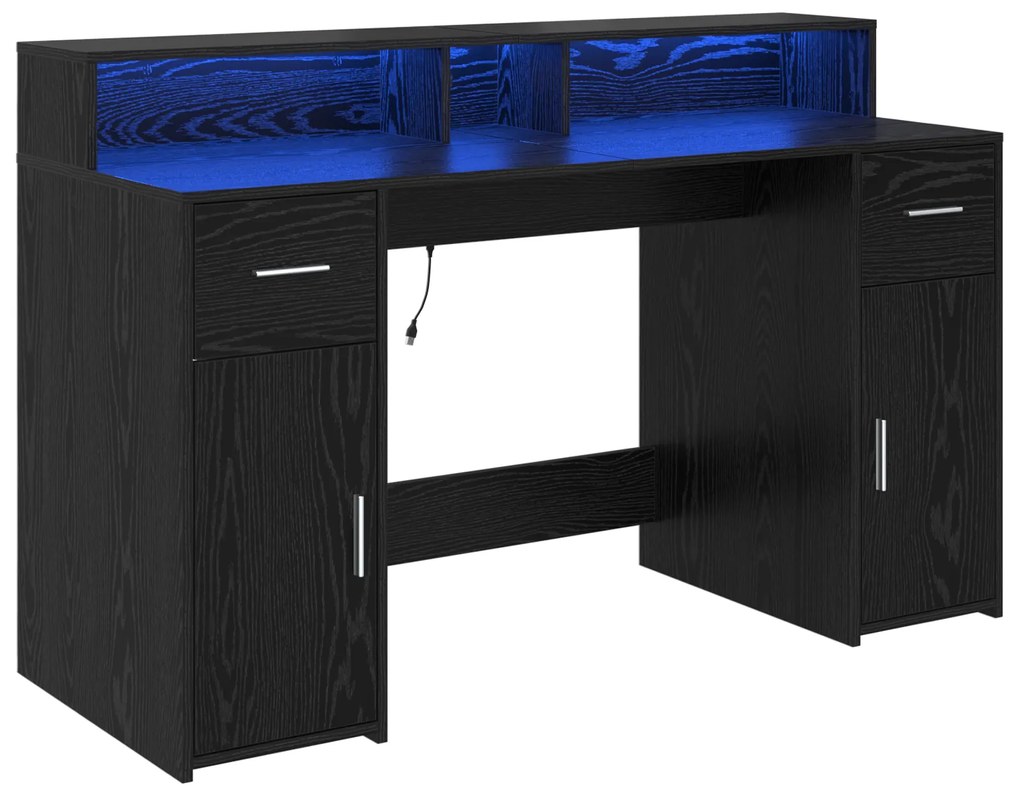 vidaXL Γραφείο Μαύρης Δρυός 140x55x91 εκ. Επεξεργασμένο Ξύλο