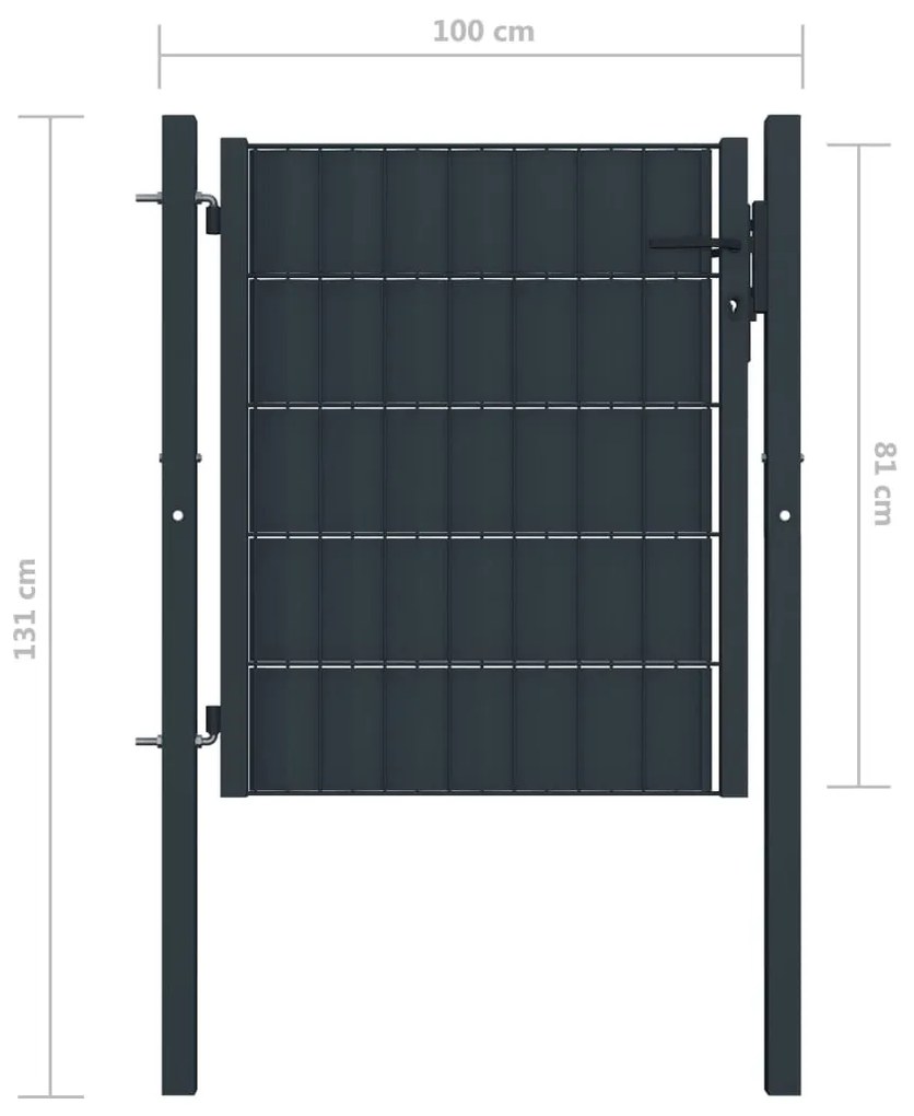 vidaXL Πόρτα Περίφραξης Ανθρακί 100 x 81 εκ. από PVC / Ατσάλι