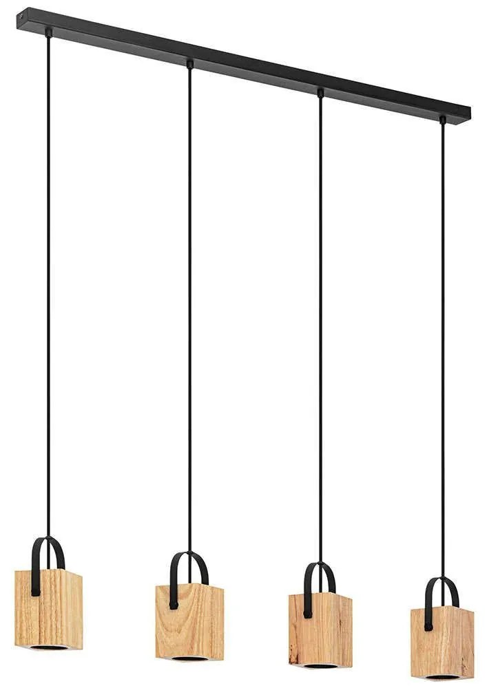 Φωτιστικό Οροφής - Ράγα Ayles 43748 93x8,5x110cm 4xGU10 3W Black-Brown Eglo Steel,Wood