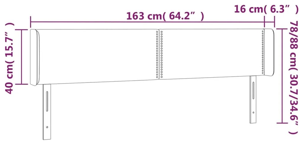 vidaXL Κεφαλάρι Κρεβατιού LED Μαύρο 163x16x78/88 εκ. Συνθετ. Δέρμα