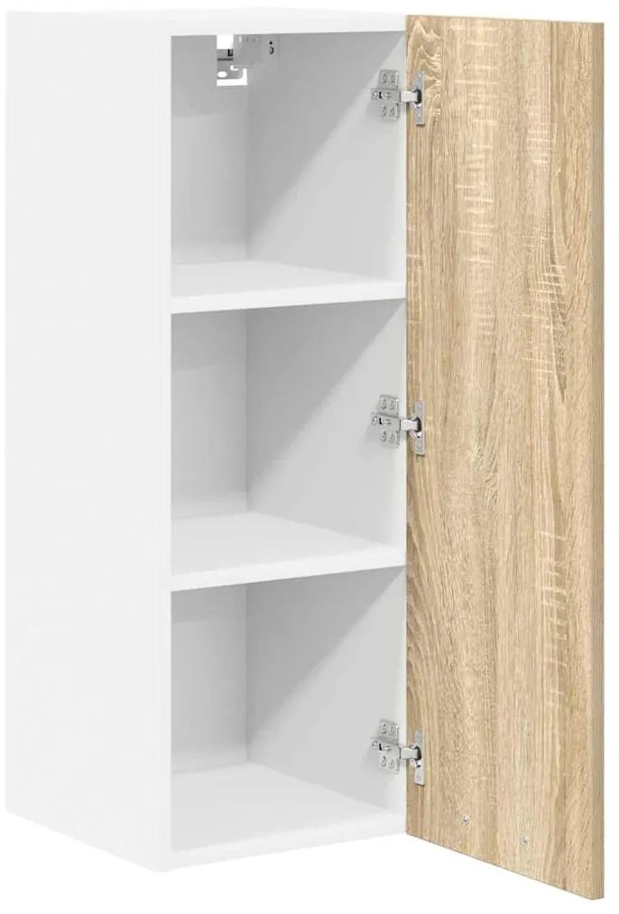 vidaXL Κρεμαστό ντουλάπι Riga Σομόνα Δρυς και Λευκό 30 x 31 x 80 εκ.