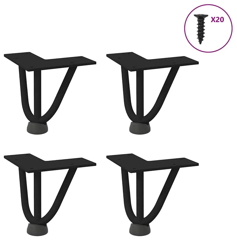 Πόδια Φουρκέτας για Τραπεζάκι Σαλονιού 4 τεμ. Μαύρο από Μασίφ Ατσάλι 10 εκ.