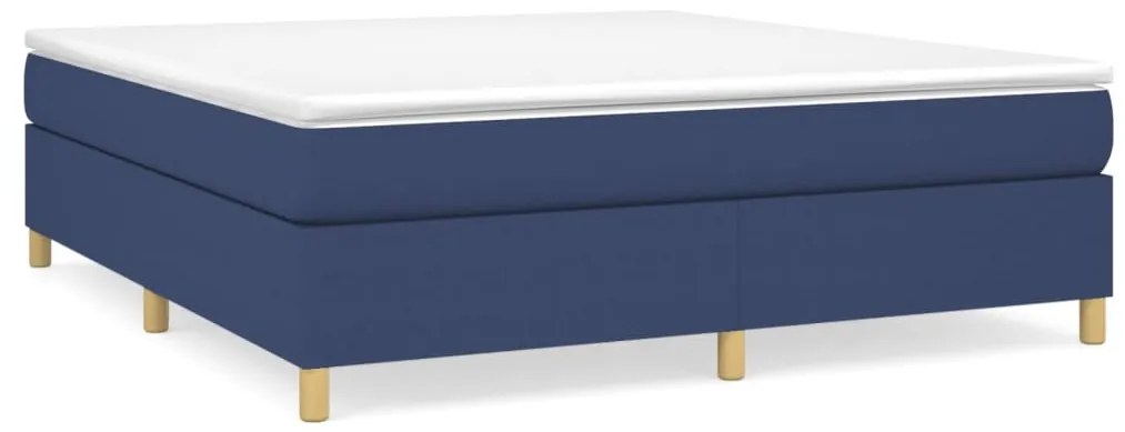 vidaXL Κρεβάτι Boxspring με Στρώμα Μπλε 160x200 εκ. Υφασμάτινο