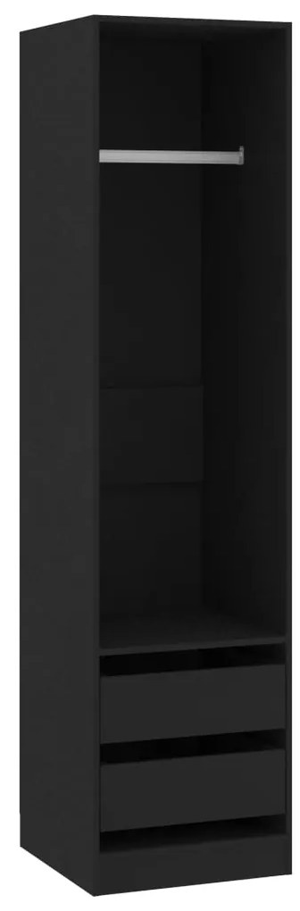 vidaXL Ντουλάπα με Συρτάρια Μαύρη 50 x 50 x 200 εκ. από Επεξ. Ξύλο