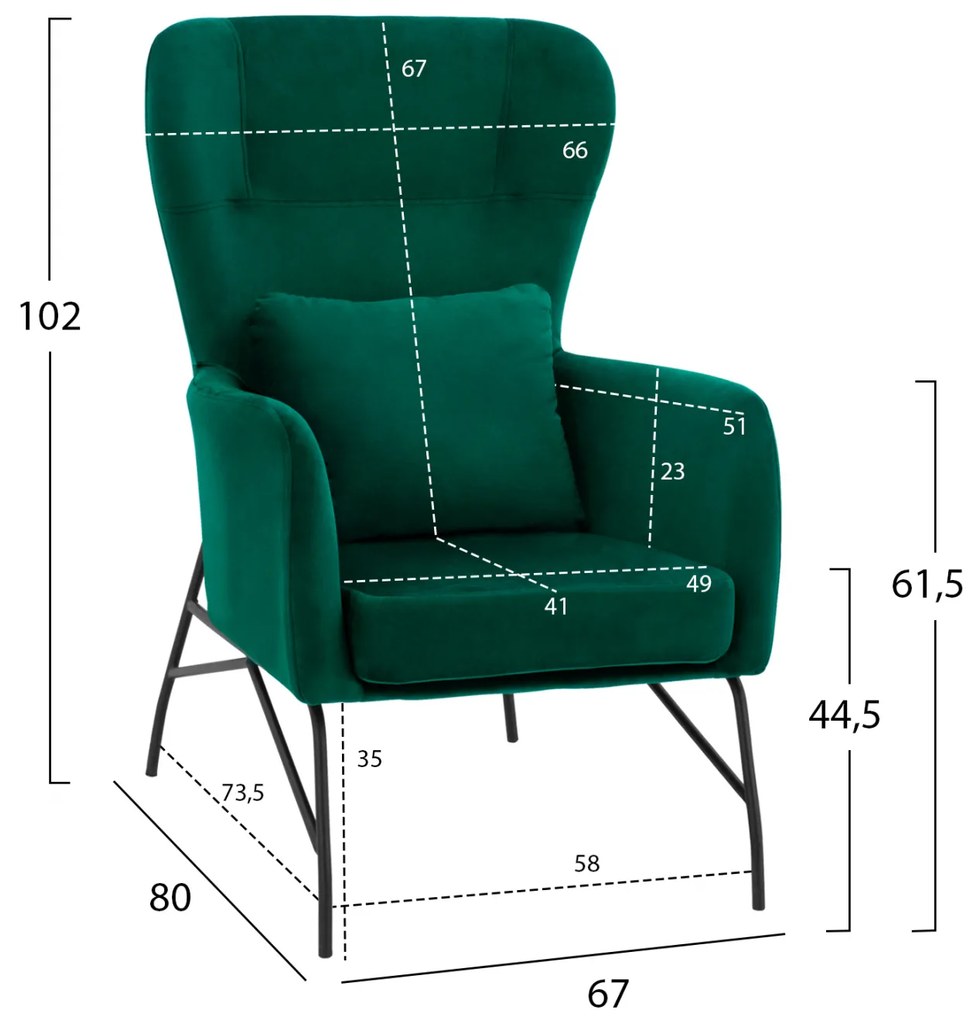ΠΟΛΥΘΡΟΝΑ ΜΠΕΡΖΕΡΑ ΒΕΛΟΥΔΟ ΚΥΠΑΡΙΣΣΙ ΜΕ ΜΕΤΑΛΛΙΚΟ ΜΑΥΡΟ ΠΟΔΙ HM8721.03 67x80x102 εκ.