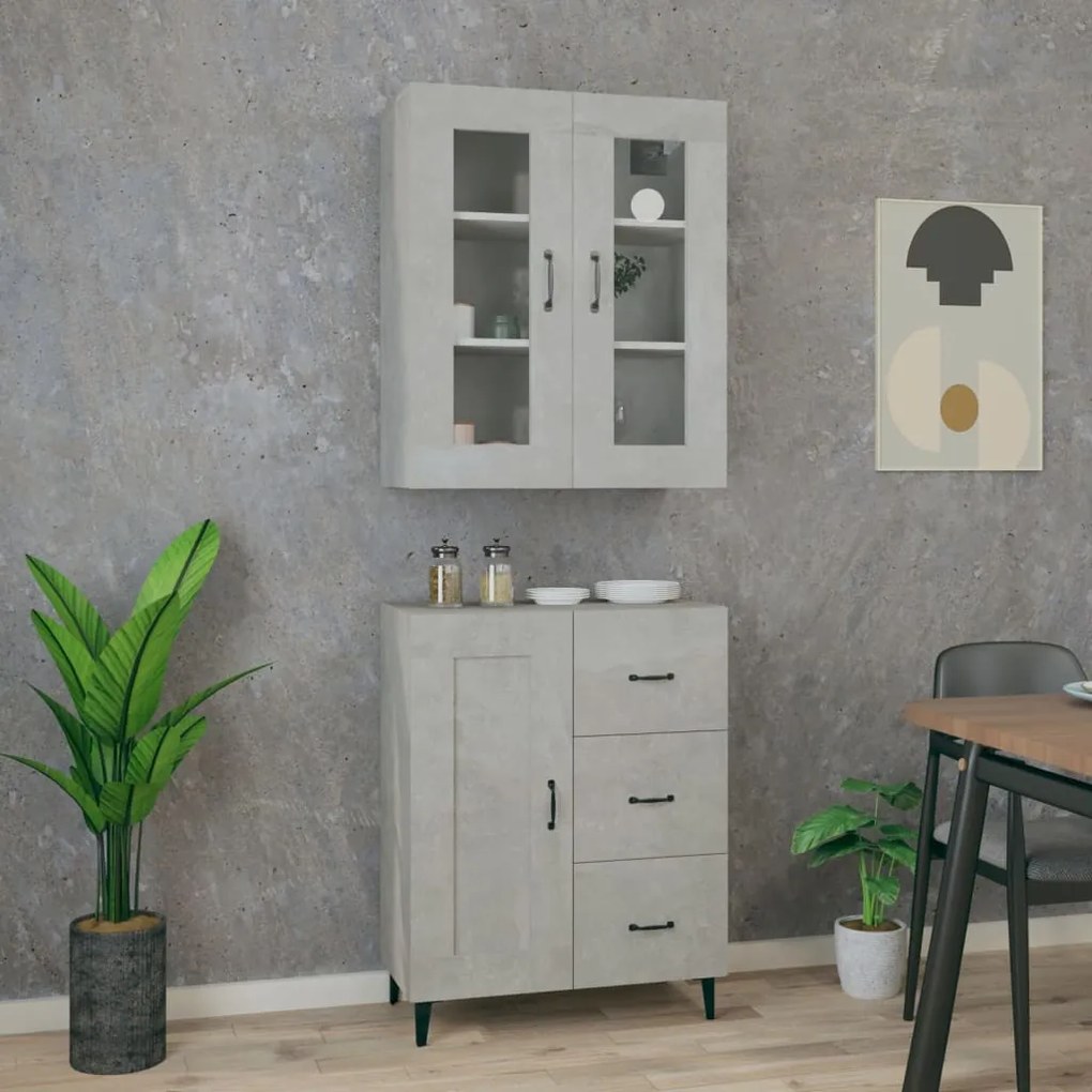 vidaXL Ντουλάπι Γκρι Σκυροδέματος 69,5x34x180 εκ. Επεξεργασμένο Ξύλο