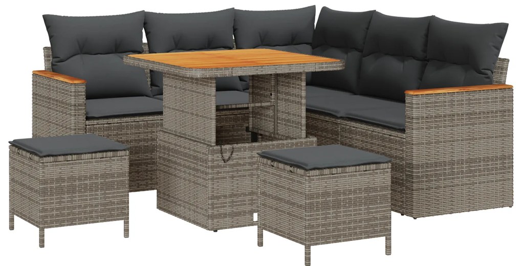 vidaXL Σετ Καναπέ Κήπου με μαξιλάρι 8 pcs Γκρι Πολυ ράταν