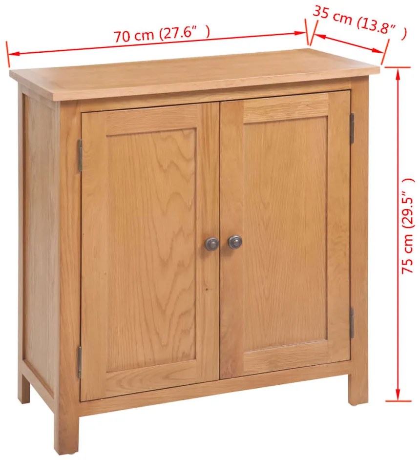 vidaXL Ντουλάπι Αποθήκευσης 70 x 35 x 75 εκ. από Μασίφ Ξύλο Δρυός
