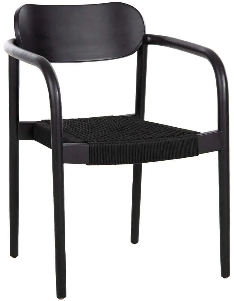 Πολυθρόνα Oslo HM9636.12 55x54x80cm Ξύλο-Σχοινί Black Wood, Rope