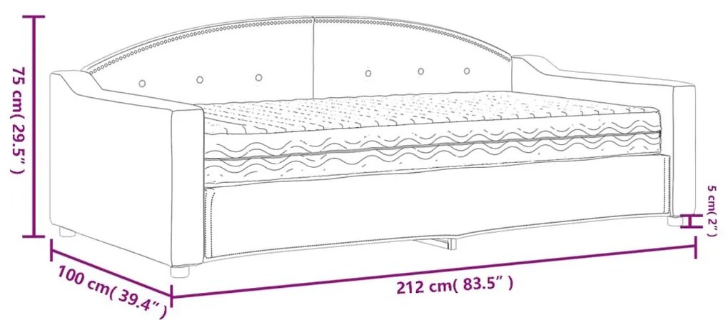 Καναπές Κρεβάτι με Στρώμα Μαύρο 90 x 190 εκ. Υφασμάτινο - Μαύρο