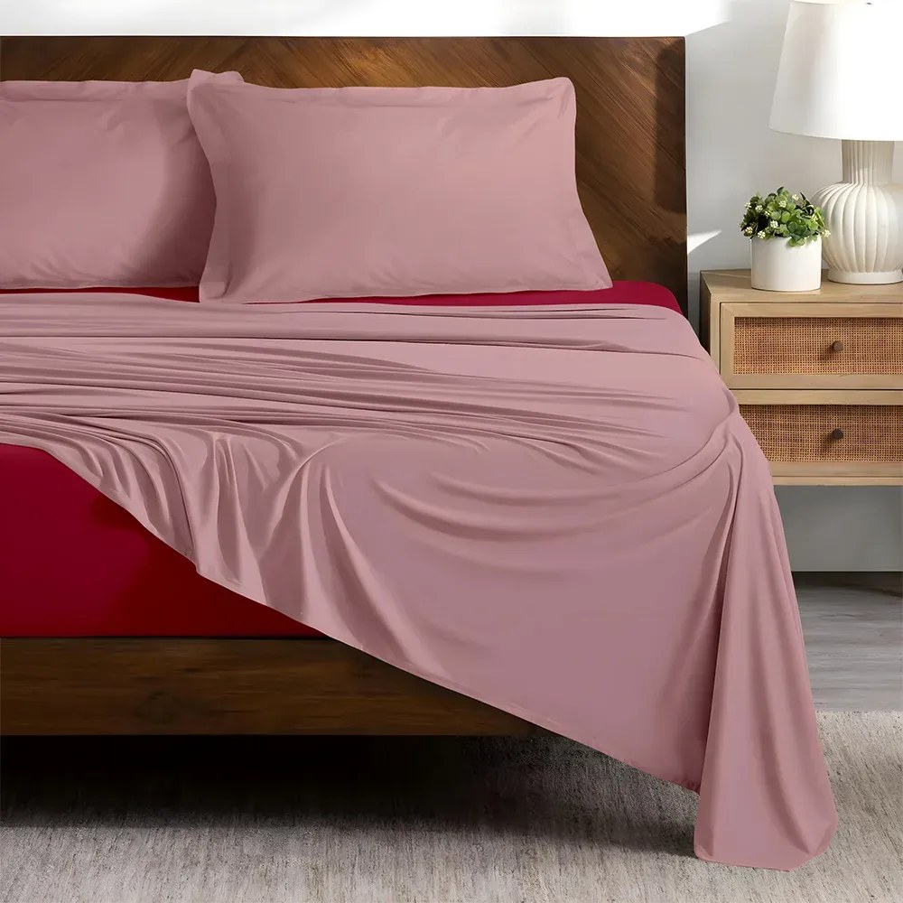 Σεντόνι Υπέρδιπλο Doble Pink-Red - 240x260 - Lino Home