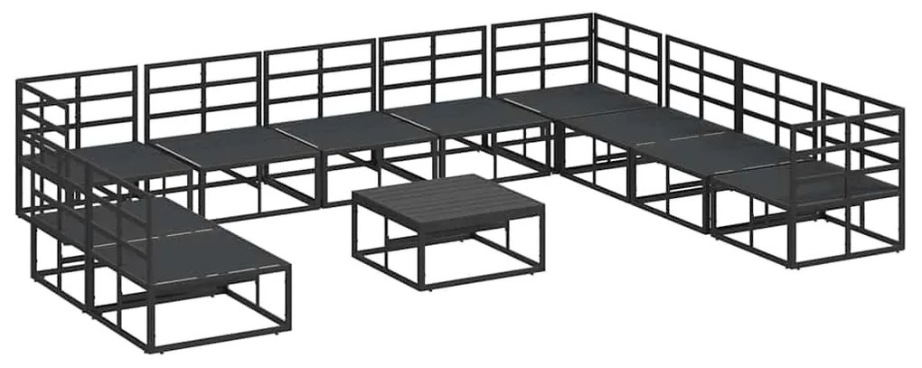vidaXL Σετ Καναπέ Κήπου με μαξιλάρι 11 pcs Μαύρο Αλουμίνιο