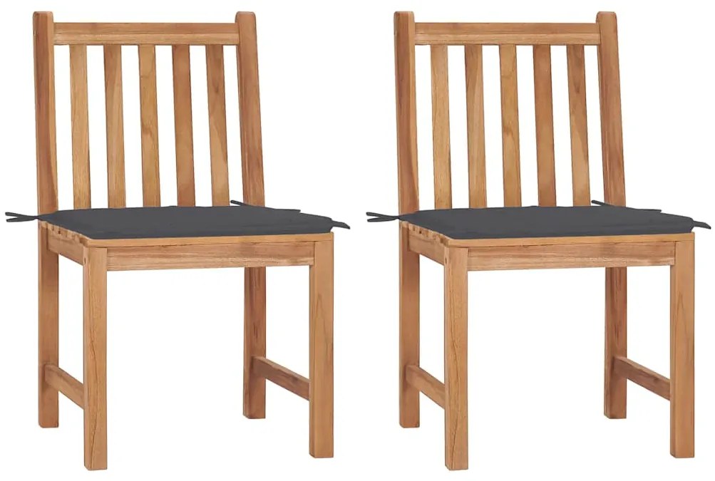 vidaXL Καρέκλες Κήπου 2 τεμ. από Μασίφ Ξύλο Teak με Μαξιλάρια