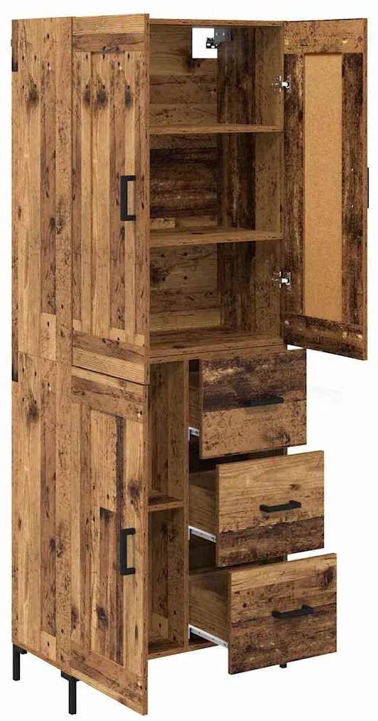 vidaXL Highboard με συρτάρι 2 pcs Παλιό Ξύλο Επεξεργασμένο ξύλο