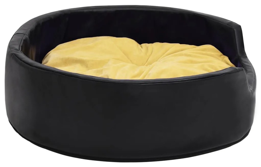 vidaXL Κρεβάτι Σκύλου Μαύρο/Κίτρινο 79x70x19 εκ. Βελουτέ/Συνθ. Δέρμα