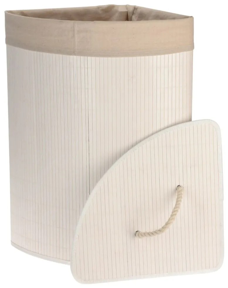 Bathroom Solutions Καλάθι Άπλυτων Γωνιακό Λευκό από Μπαμπού