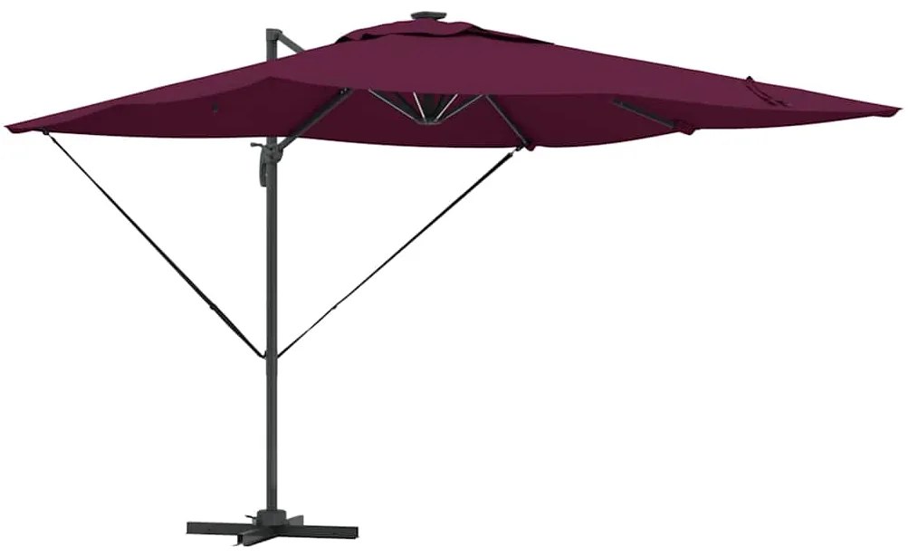 vidaXL Cantilever Roma Παράσολα με LED σε Bordeaux Red, 286 x 285 x 270 εκ. από αλουμίνιο.