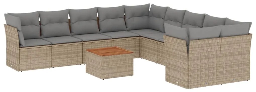 vidaXL Σαλόνι Κήπου Σετ 11 τεμ. Μπεζ Συνθετικό Ρατάν με Μαξιλάρια