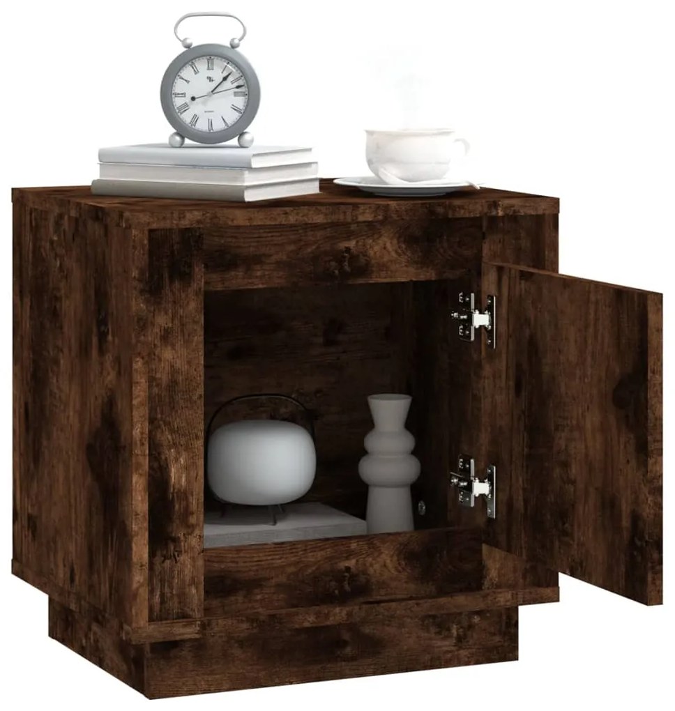 vidaXL Κομοδίνα Καπνιστή Δρυς 44x35x45 εκ. Επεξεργασμένο Ξύλο