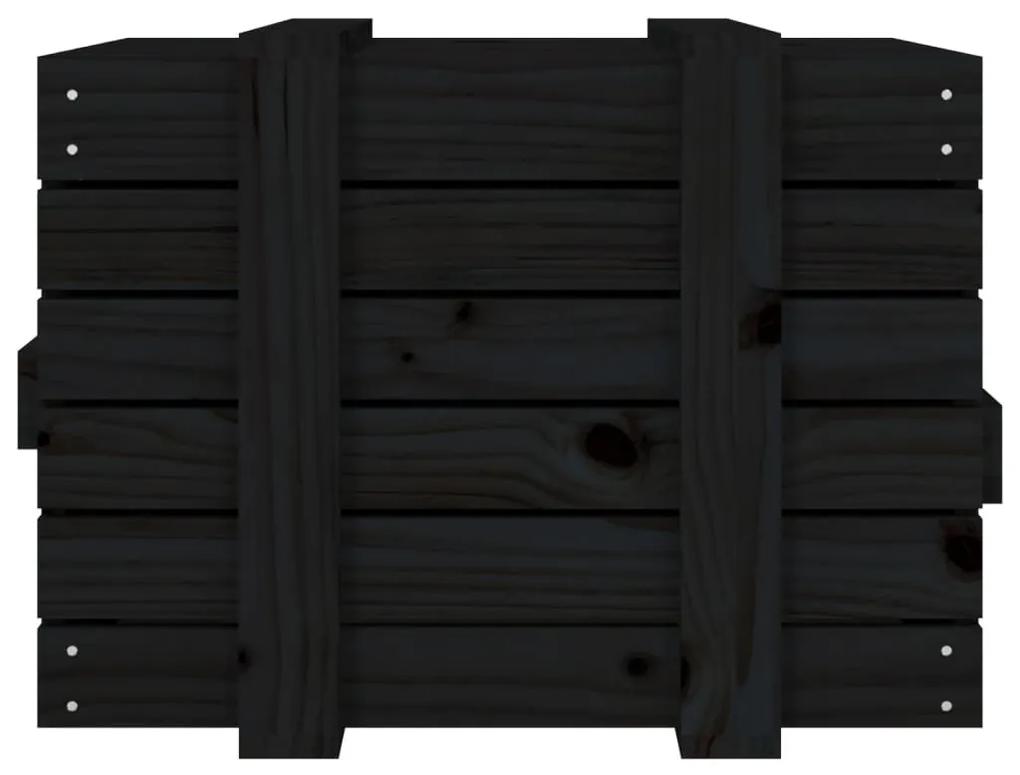 Κουτί Αποθήκευσης Μαύρα 58x40,5x42 εκ. Μασίφ Ξύλο Πεύκου - Μαύρο