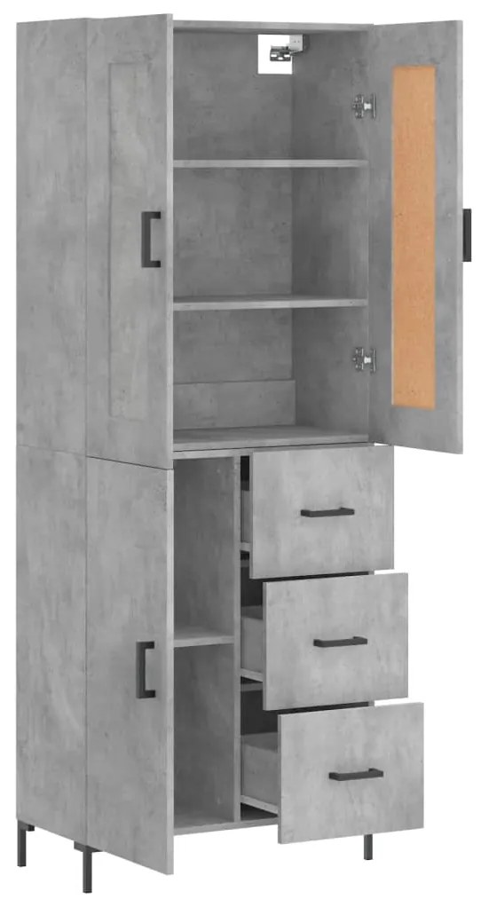 vidaXL Ντουλάπι Γκρι Σκυροδέματος 69,5x34x180 εκ. Επεξεργασμένο Ξύλο
