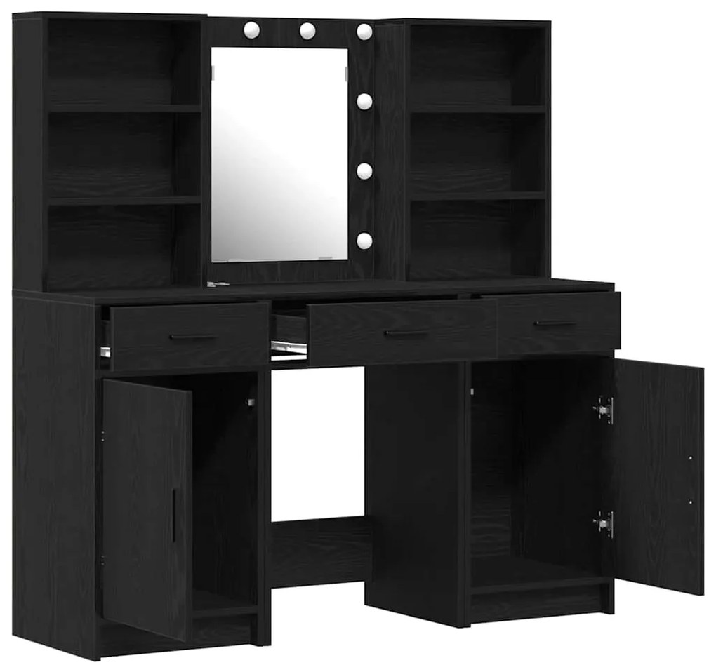 vidaXL Σετ Τραπεζιού Μακιγιάζ 3 pcs Μαύρη δρυς 50 x 41 x 135 εκ