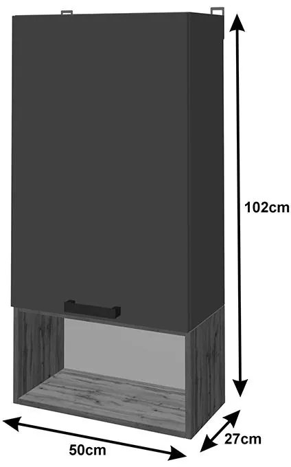 Σύνθετο σαλονιού Poelfy ανθρακί - oak 170x37,5x42 εκ. 170x37.5x42 εκ.