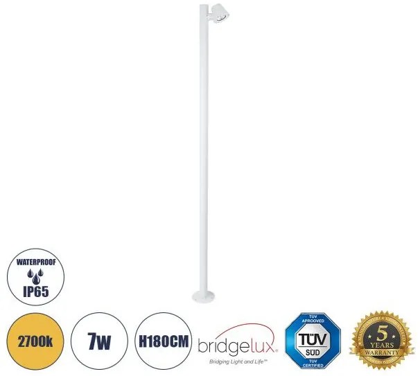 GARDENIA 60509 Φωτιστικό Κήπου-Πάρκου-Πλατείας-Κολωνάκι Αρχιτεκτονικού Φωτισμού Εξωτερικού Χώρου LED 7W 700lm 60° A Globostar 60509 Λευκό