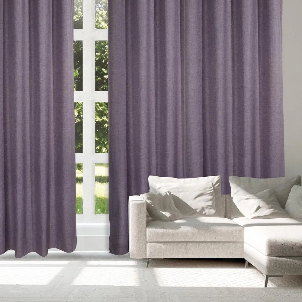 Κουρτίνα 2241 Με Τρουκς Purple Das Home 140X270cm Πολυέστερ