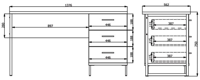 Γραφείο Sardinia RS Artisan Oak 137,5x56x75 εκ.