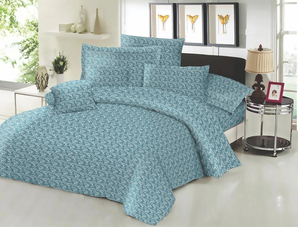 Ζεύγος Μαξιλαροθήκες Polycotton Εμπριμέ 50x70εκ. Fern Petrol Komvos Home 7000139-51